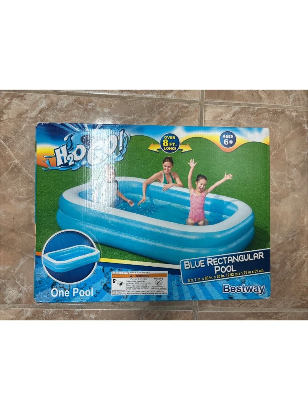 Bestway H2O Blue Rectangular Inflatable Above Ground Pool New In Box
